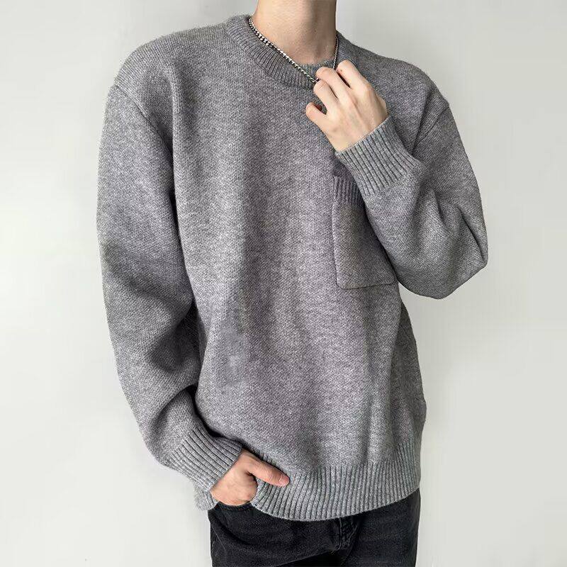 1506/M73751/P55圆领毛衣针织衫男潮牌帅气秋冬季打底衫1，男装T恤，星座1506-1