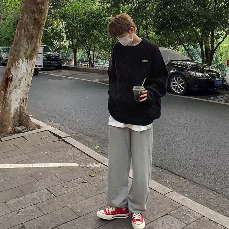 1506/MX0151/P47毛衣男秋冬季加厚慵懒风贴标圆领针织衫1,男装针织衫/毛衣,星座1506-1