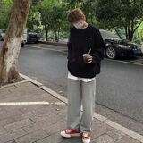 1506/MX0151/P47毛衣男秋冬季加厚慵懒风贴标圆领针织衫1，男装针织衫/毛衣，星座1506-1