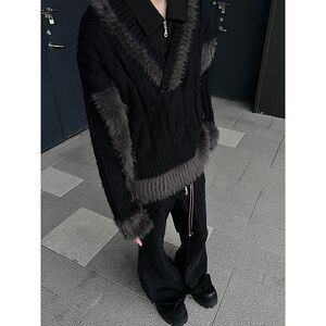 1506/MX0491/P62小众美式v领毛衣男款秋冬毛衫宽松针织衫1