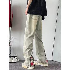 1506-1/K10271/P42美式高级感拼接设计牛仔裤男图片