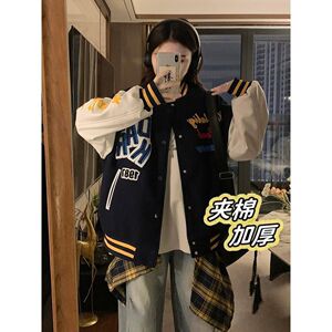 1506/JF9211/P70 秋冬夹棉美式复古情侣高街小众夹克外套2图片