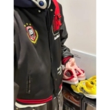 1506-1/JC021/P62美式徽章拼接刺绣皮袖撞色棒球外套男，女装短外套，星座1506-1