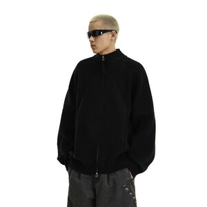 1506-1/ML1021/P62春秋慵懒风简约百搭重磅拉链毛衣男图片