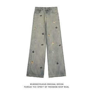 1506-1/K66251/P46美式刺绣做旧水洗牛仔裤男图片