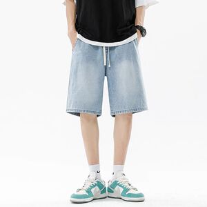 1506-1/KF4121/P39牛仔短裤男夏季薄款中裤潮流美式图片