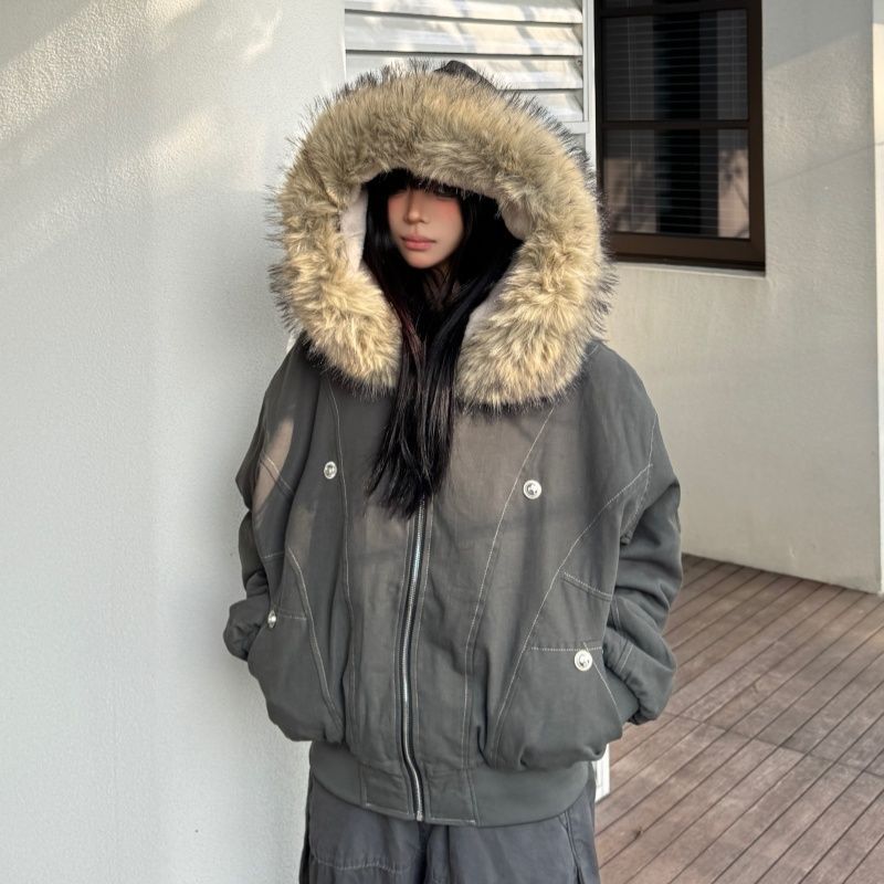 1506/M11621/P92派克服短款羽绒棉服仿兔毛大毛领连帽棉衣1,男装棉衣,星座1506-1