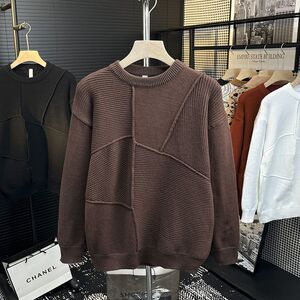 1506/M34871/P60秋冬男士毛衣拼接上衣时尚休闲圆领潮流针织衫3图片
