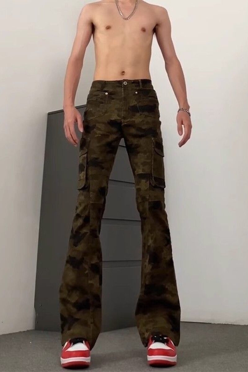cleanfit微喇迷彩裤男春秋季显瘦裤子美式高街vibe弯刀工装休闲裤,男装工装外套,星座1506-1