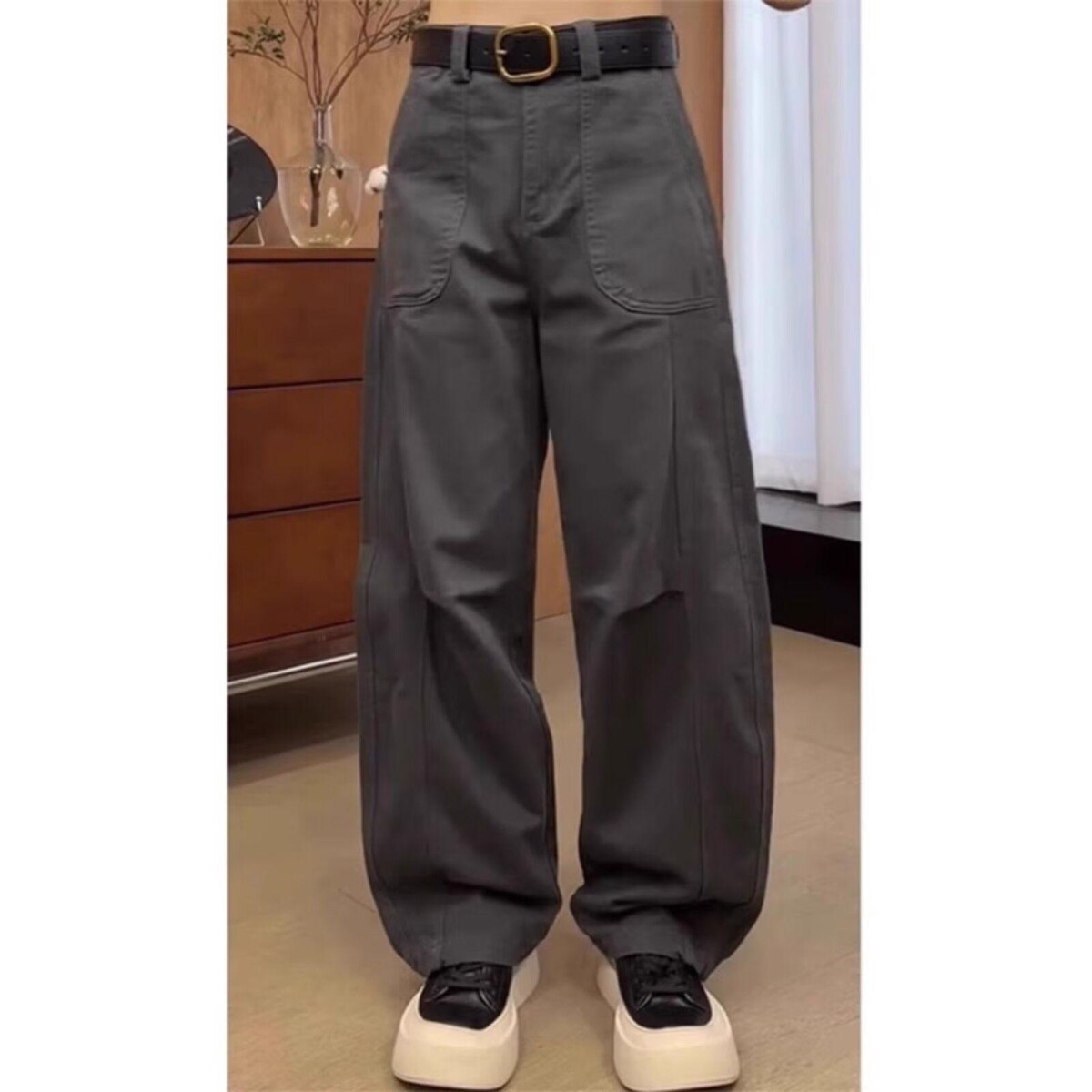 1506-1/K1481/P46韩版潮流百搭裤子夏季薄款坠感阔腿拖地长裤