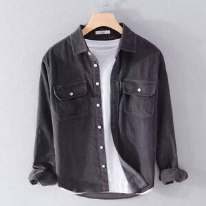 1506-1/CC10011/P39高级感休闲复古灯芯绒长袖衬衫男图片