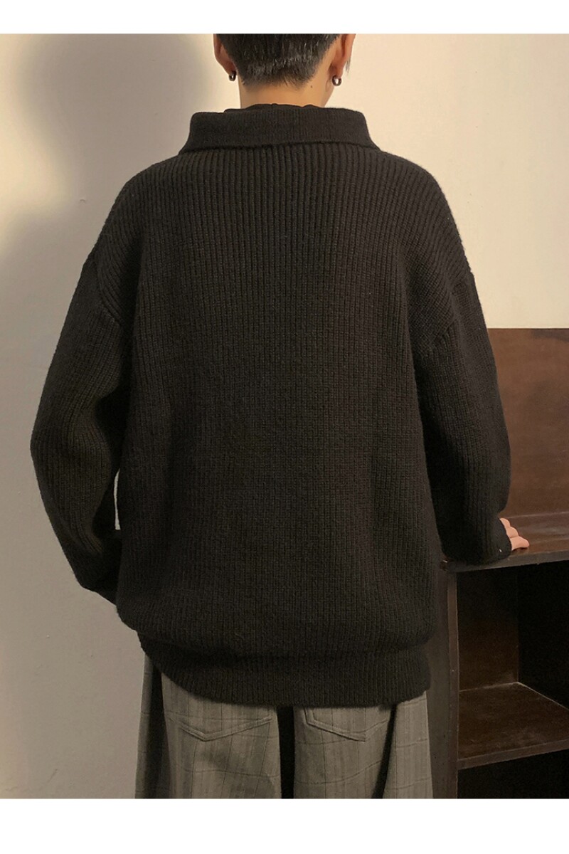 1506/MM011/P47秋冬季翻领毛衣男宽松港风百搭长袖纯色针织衫2,男装针织衫/毛衣,星座1506-1