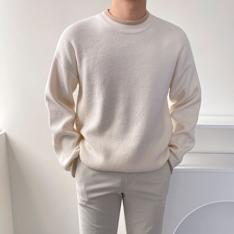 1506-1/M23141/P52韩系高级感简约百搭假两件毛衣男，男装针织衫/毛衣，星座1506-1