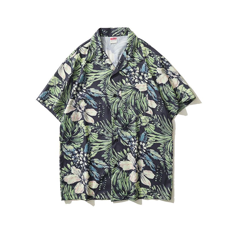 1506-1/C1011/P30古巴领衬衫男夏季宽松潮牌印花半袖男,男装衬衫,星座1506-1