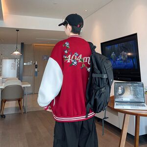 1506-1/JBQ81471/P69美式复古学院风休闲减龄棒球服外套图片
