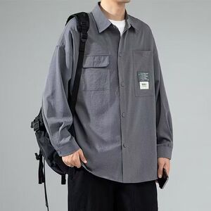 1506-1/C8541/P37新款衬衫男秋装宽松小众设计感上衣图片
