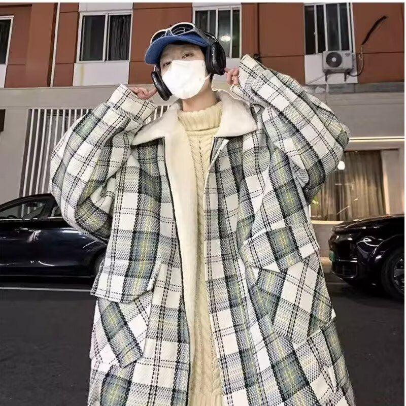 1506/MYG011/P54翻领羊羔毛棉衣男士宽松复古格子百搭潮流2,男装棉衣,星座1506-1