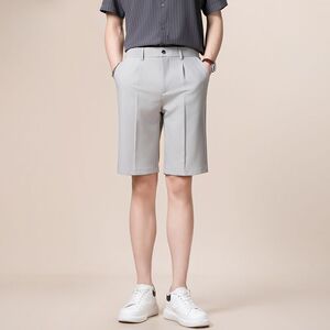 1506-1/KD581/P40高腰西装短裤男春夏穿搭配宽松图片