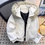 1506/M3671/P86毛呢棉服男女冬季保暖毛领拼接情侣棉衣外套1，男装棉衣，星座1506-1