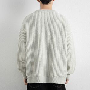 1506/MYM2371/P56羊毛混纺粗针重磅圆领套头毛衣百搭宽松慵懒1图片