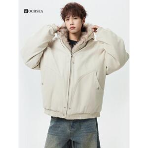 1506/M99251/P89美式复古短款连帽毛领棉服派克服棉衣外套1图片