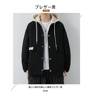 1506-1/JK5191/P88暗黑美式连帽毛呢外套男生套装图片
