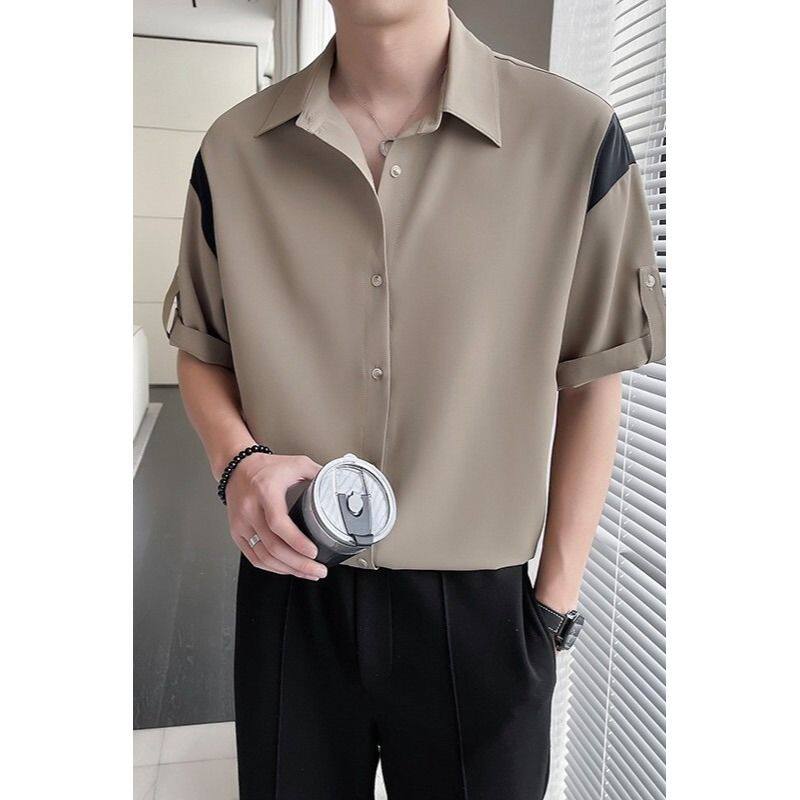 1506-1/CFCA6271/P40夏季薄款帅气短袖衬衫男士,男装T恤,星座1506-1