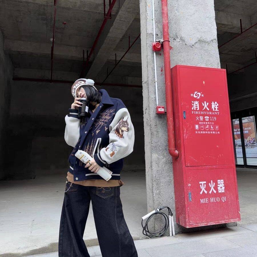 1506-1/J80101/P70美式复古刺绣字母拼接PU皮棒球服夹克男,男装夹克,星座1506-1