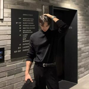 1506/M5211/P47高端大气男士毛衣半高领弹力针织打底衫1图片
