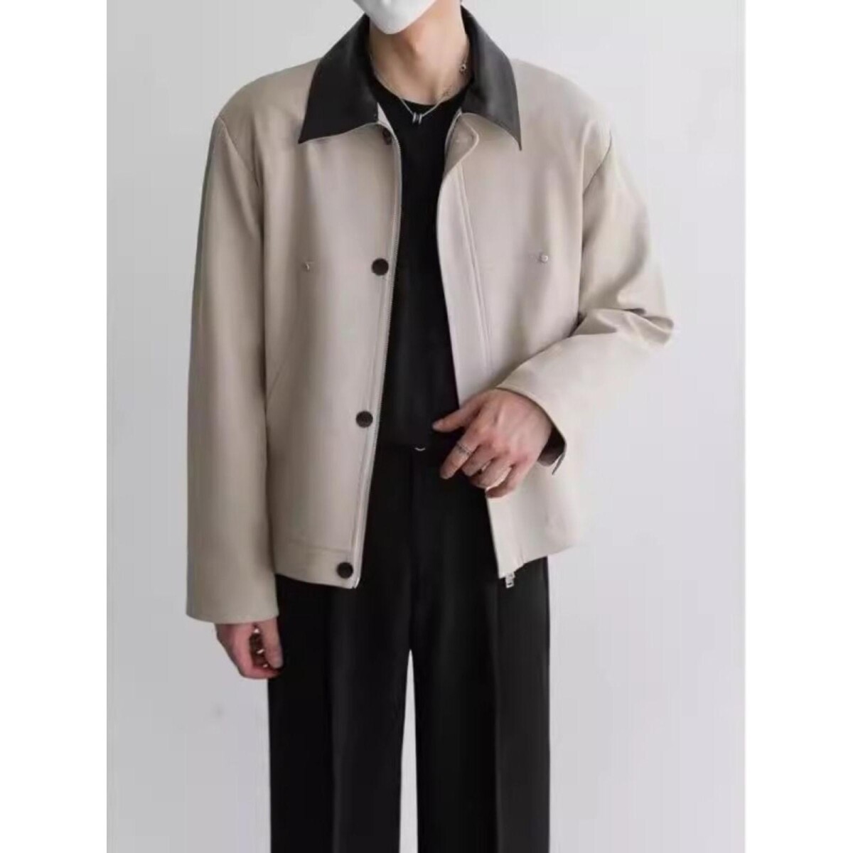 1506-1/J25971/P57外套男春秋款美式复古拼接工装夹克图片