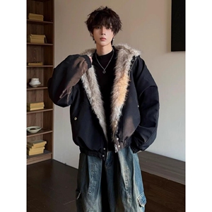 1506/M10811/P89男款冬装高级感痞帅棉服连帽美式复古保暖棉衣1，男装棉衣，星座1506-1