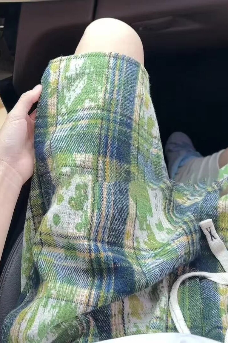 磨毛格子拼接运动短裤男夏季潮牌设计感薄款透气宽松休闲五分裤子,男装牛仔裤,星座1506-1