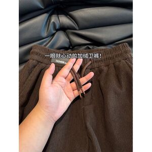 1506/KK26581/P39度灯芯绒卫裤男款冬季加厚棉裤美式复古休闲裤1图片