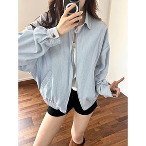 1506-1/CQC10051/P60条纹提花色织短款休闲长袖衬衫图片
