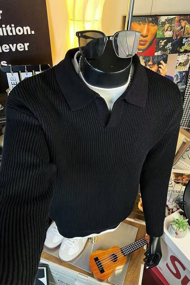 1506/M50151/P52黑色polo领毛衣男秋冬美式复古套头针织衫外套1,男装针织衫/毛衣,星座1506-1