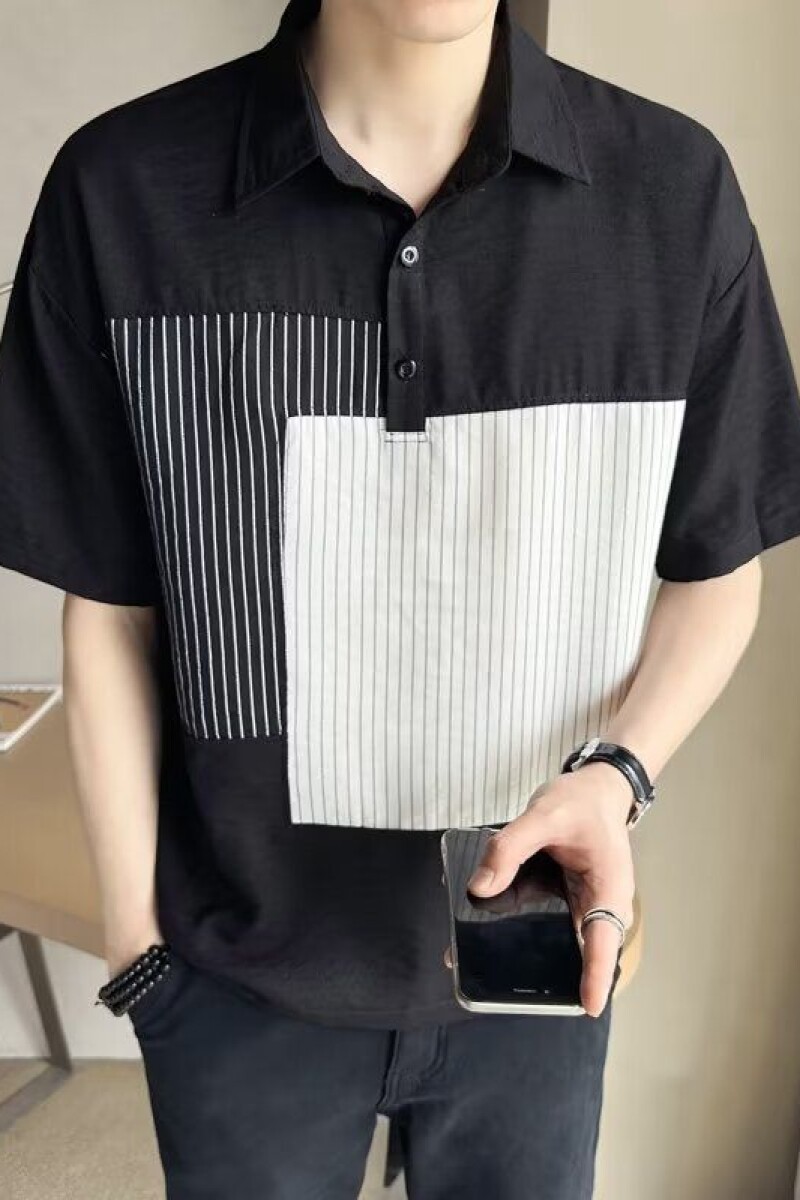 1506-1/CJB031/P41男夏装POLO衫短袖学生宽松小众设计感男装图片