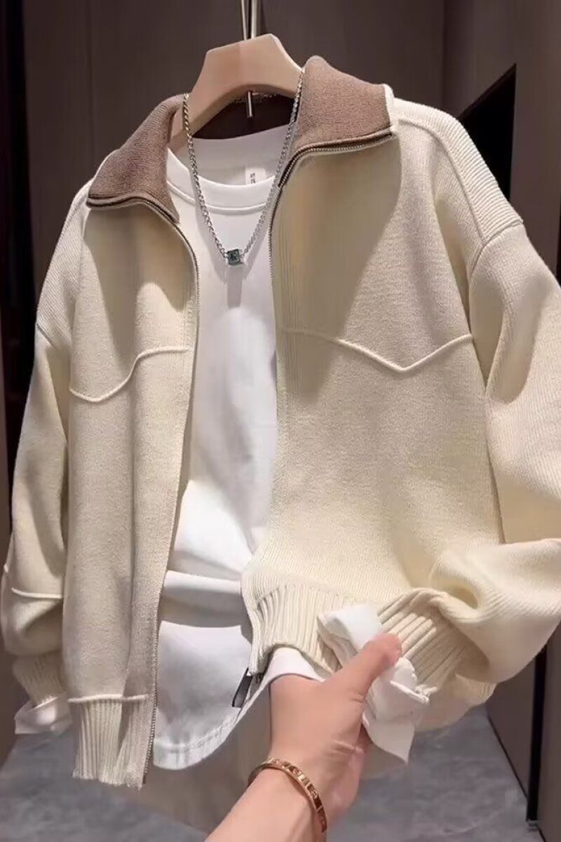 1506-1/MYM2111/P70高级感立领夹克毛衣图片