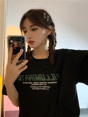 Real shot letter print round neck Short Sleeve T-Shirt Top New Style