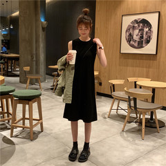 Real shot medium length vest skirt over Knee Skirt Dress