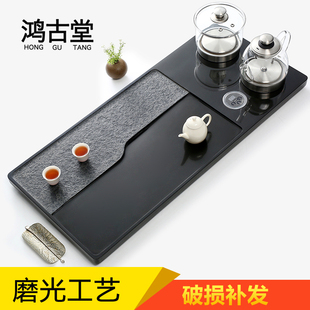 天然乌金石茶盘套装全自动上水烧水壶一体电磁炉家用茶具石头茶台