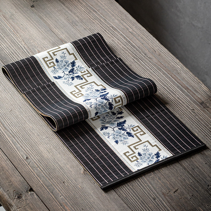 古典刺绣竹茶席中式国风竹席