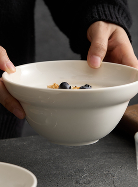 纯白色简约面碗家用甜品碗异形碗好看的饭碗高颜值拉面碗泡面碗HT