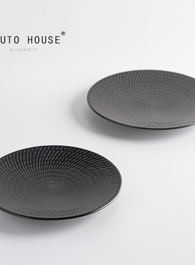 外贸出口餐具陶瓷哑光磨砂黑色西餐牛排平盘家用好看的WM盘子定制