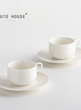 外贸出口新加坡磨砂白色高档咖啡杯碟套装陶瓷挂耳男女情侣杯子MA