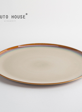 外贸出口陶瓷西餐圆形平盘陶瓷窑变特色日料餐具高级感托盘定制LC
