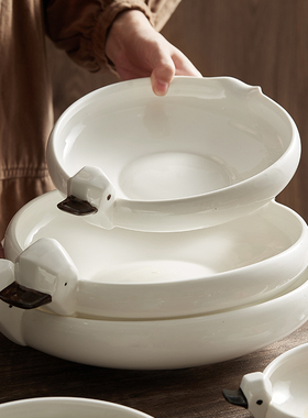 可爱小鸭子陶瓷碗个性异形深盘高颜值动物餐具釉下网红热卖碗盘