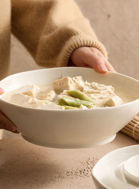 纯白色简约汤碗异形家用大碗面汤碗宽面碗陶瓷高级感新款吃面碗HC