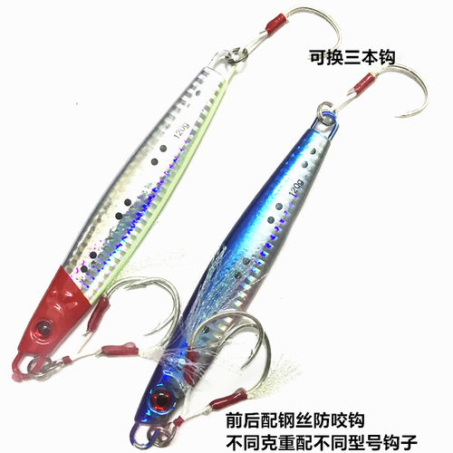 40g-200g海钓船钓章红海狼金枪石斑速沉铁板路亚饵带防咬钩假饵