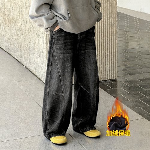 男童加绒牛仔裤秋冬季