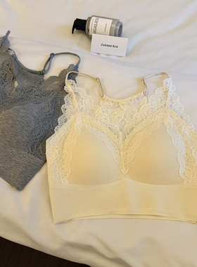 SUSU JUSSEE秋冬免穿bra背心 深v蕾丝刺绣抹胸文胸可外穿内衣